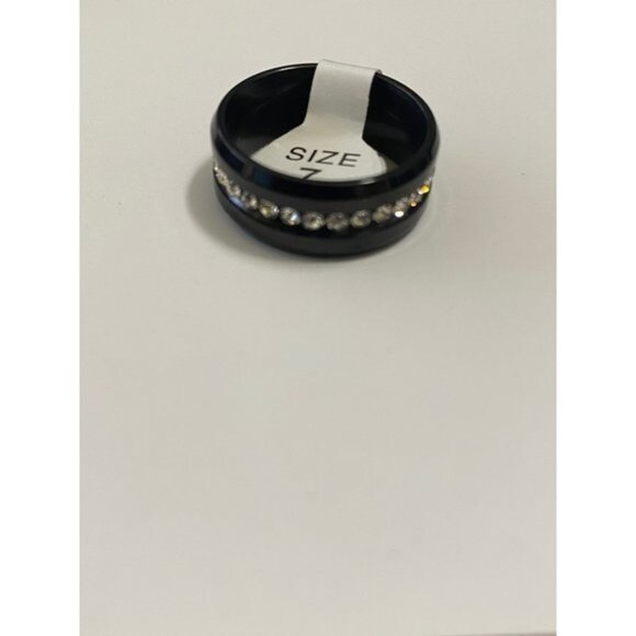 Stainless Steel Wedding Engagement Black Band Ring Size 7 Unisex - Picture 2 of 10